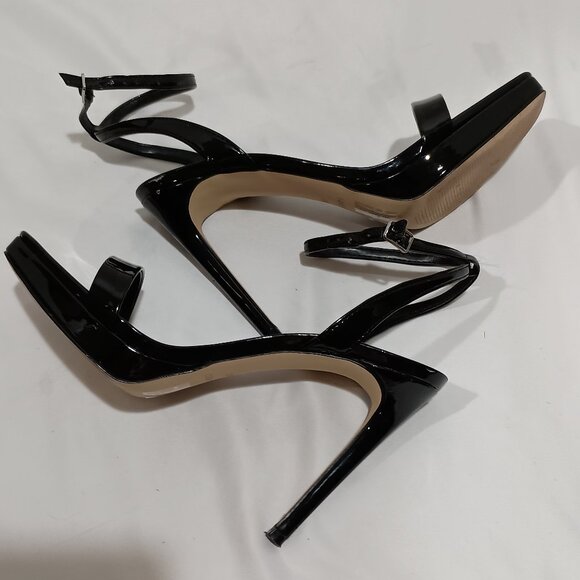 Nine West Womens Zadie Heeled Sandal Black Patent Size 8.5 Square Toe Stiletto - Picture 3 of 9